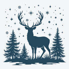 Winter Christmas Scene Vector Illustration