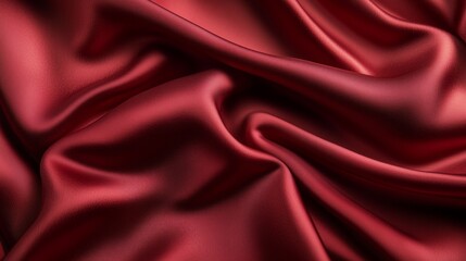 Obraz premium A close-up texture of red color silk fabric with a fine weave and a rich, deep color.