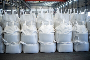 Big bag for plastic resin in warehouse factory delivery to customers