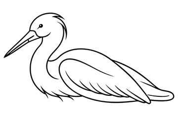  Egret bird lies icon line art vector art illustration