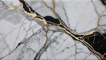 Intricate and luxurious marble patterns with white, black, and gold veins, perfect for premium backgrounds or surface designs.