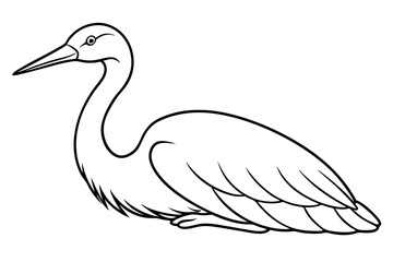  Egret bird lies icon line art vector art illustration