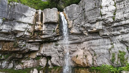 Aerial view of the Martvili Canyon waterfall. The waterfalls in Georgia.