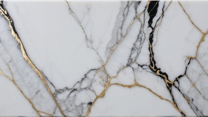 Intricate and luxurious marble patterns with white, black, and gold veins, perfect for premium backgrounds or surface designs.