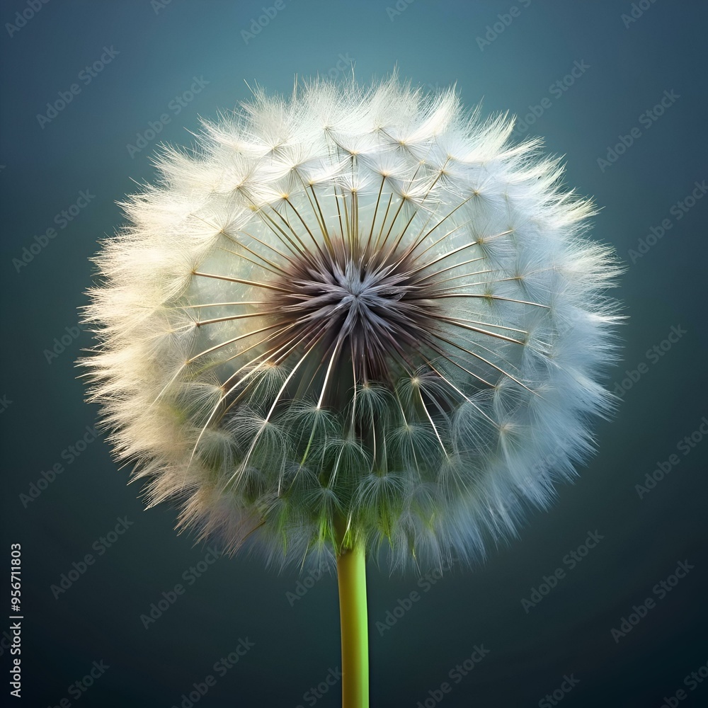 Poster a captivating 3d illustration of a dandelion. showcasing its delicate fluff and intricate structure.