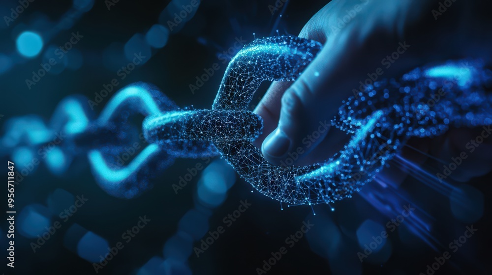 Poster a businessman integrates ai with blockchain technology and data encryption to improve data science o