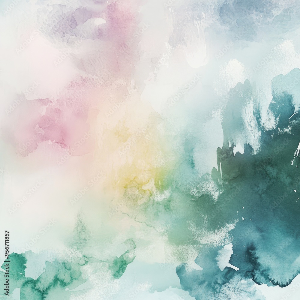 Canvas Prints Abstract watercolor background with soft, blended colors of pink, blue, and green.