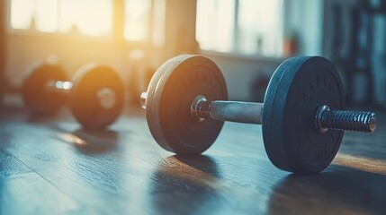 Modern Home Gym Lifestyle: Wellness and Exercise Equipment in Clean Space