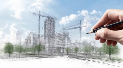 Architectural Sketch of a Construction Project