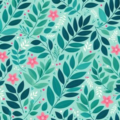 Floral seamless pattern with flowers and leaves Decorative vector pattern abstract background