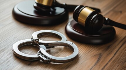 Justice Tools: Gavel and Handcuffs