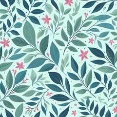 Fototapeta premium Floral seamless pattern with flowers and leaves Decorative vector pattern abstract background