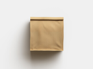 Rendered mockup for a square paper bag with folded top on a light background