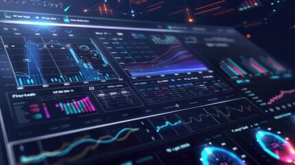 Obraz premium A futuristic stock chart interface with advanced data visualization tools and analytics.