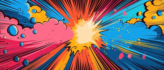 Fototapeta premium Blank colorful comic abstract background template 