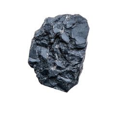 Obraz premium High-quality stock photo of a black coal rock isolated on a white background, perfect for industry and natural resource concepts.