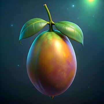 A vibrant 3D illustration of a babaco fruit. rendered with a smooth. glossy finish and showcasing its unique coloration.