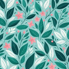 Floral seamless pattern with flowers and leaves Decorative vector pattern abstract background