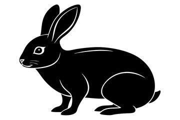 white rabbit on black silhuette vector illustration