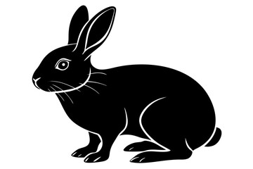 black and white rabbit  silhuette vector illustration