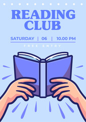Book Club poster template vector illustration for Book Fair or Sale book store