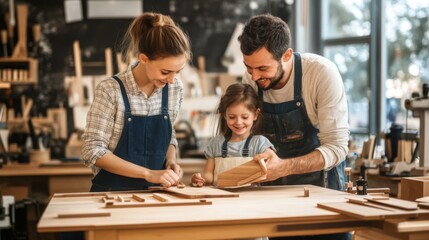Obraz premium Family Bonding in a Workshop