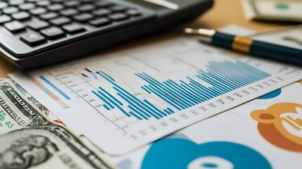 Financial Analytics and Business Data Analysis Concepts on Desk