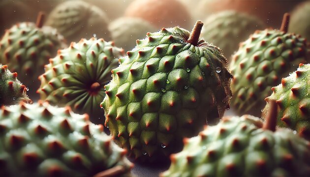 A close-up image of soursop fruits.