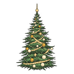 Christmas tree colorful vintage emblem