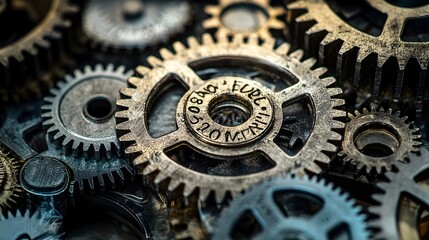 Intricate Machinery Gears and Cogs Forming Mechanical System