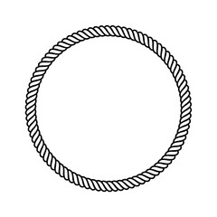 Rope style round decorative frame. Vector illustration line art.