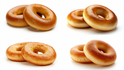 A bagel, a traditional American food with a golden-brown crust and a distinctive ring-like structure