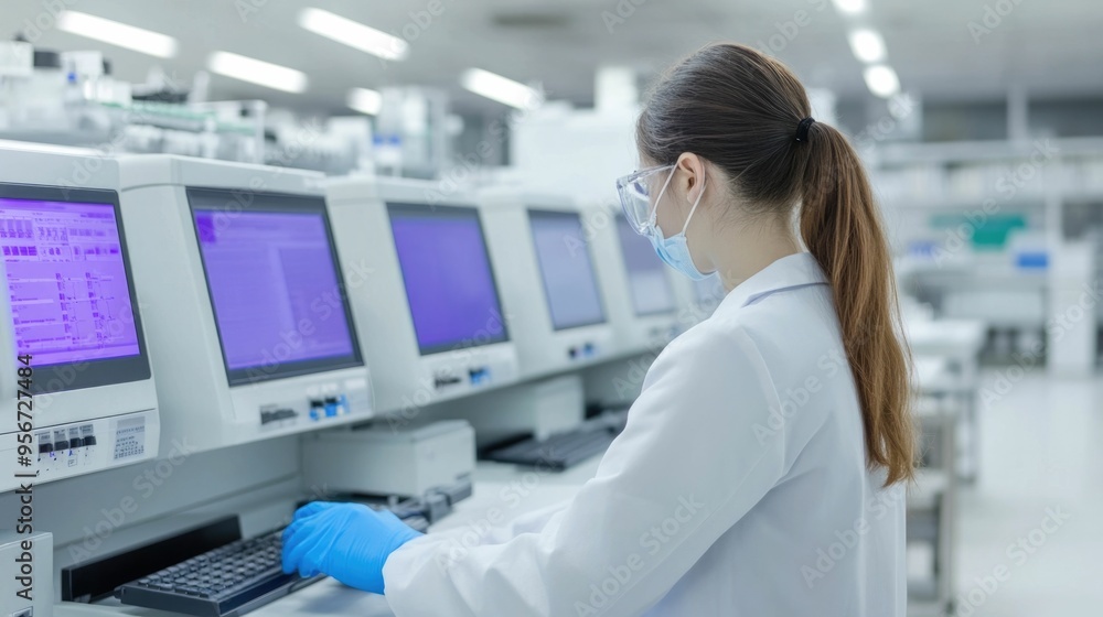 Poster sophisticated and well equipped laboratory setting featuring a variety of advanced analytical instru