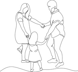 Happy family lineart drawing . Spend your free time with your family.