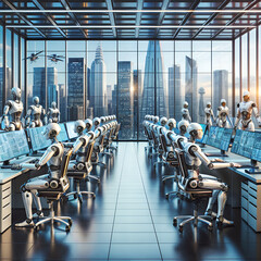 Futuristic cities controlled by high-tech robots in all sectors of society.