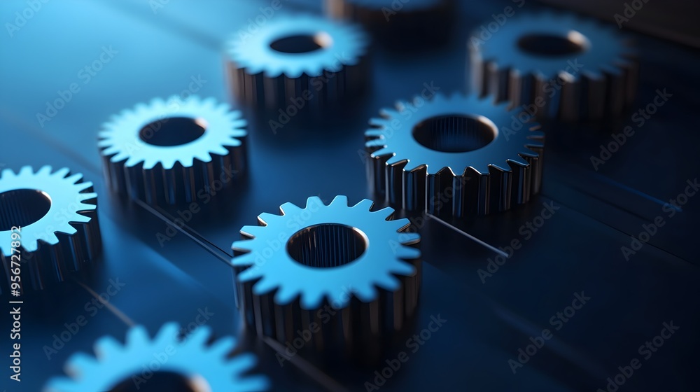 Poster intricate gears and cogs of an industrious mechanism