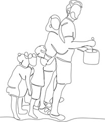 Happy family lineart drawing . Spend your free time with your family.