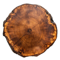 Round rustic wood slab with natural texture, cut out