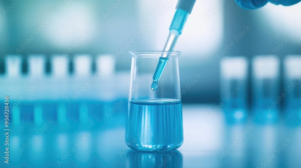 Poster professional scientist carefully measuring liquids using a pipette in a laboratory environment for p