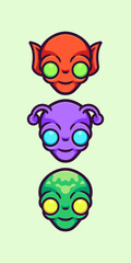 Alien head face cartoon character vector illustration