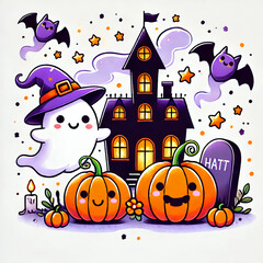 ハッピーハロウィンの可愛いキャラクターたち