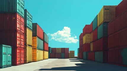 Fototapeta premium Shipping yard, cargo containers