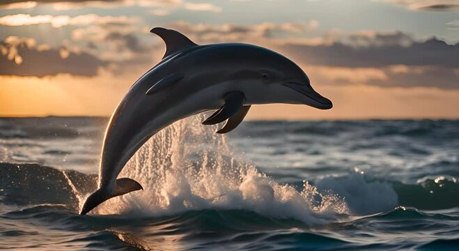 Dolphin jumping in the sea.
