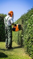 Professional Gardener Trimming Hedges