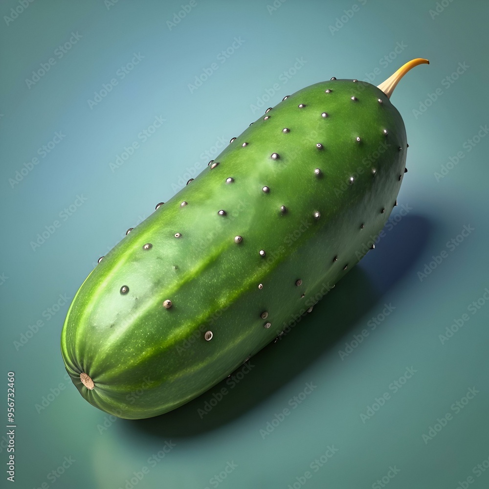Poster a 3d illustration of a cucumber with a unique design.