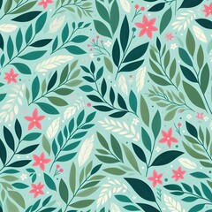 Floral seamless pattern with flowers and leaves Decorative vector pattern abstract background