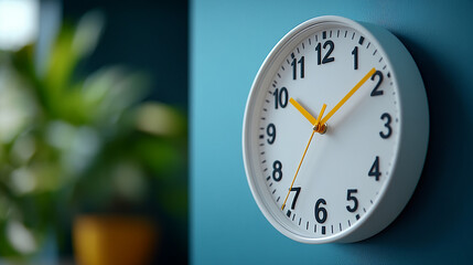 Beautiful white wall clock close up