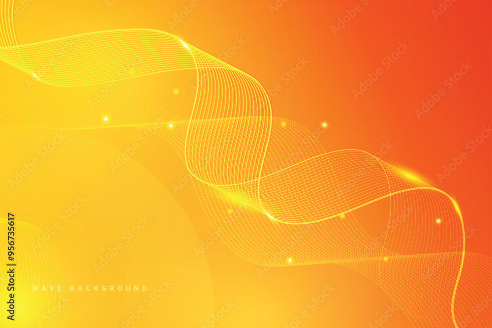 Poster modern background flowing design. abstract line art background design with orange gradient color and