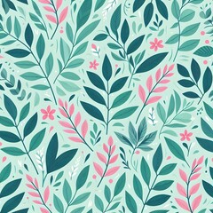 Floral seamless pattern with flowers and leaves Decorative vector pattern abstract background