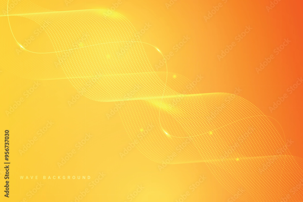Poster abstract line art background design with orange gradient color and lighting effect. modern backgroun